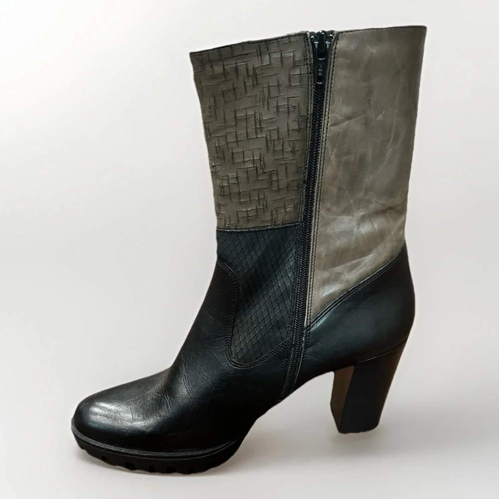 Dorking By Fluchos Women’s Black Brown Leather Ankle Boots UK 7 EU 41 US 9.5-10 - Picture 2 of 7